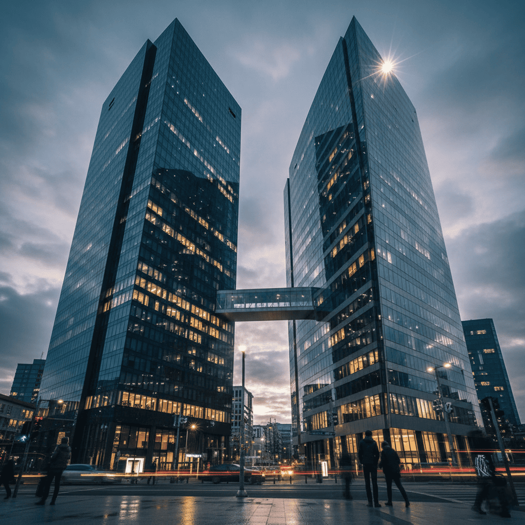 Sürdürülebilir yönetim ve finansal çözümler - Modern ofis binası